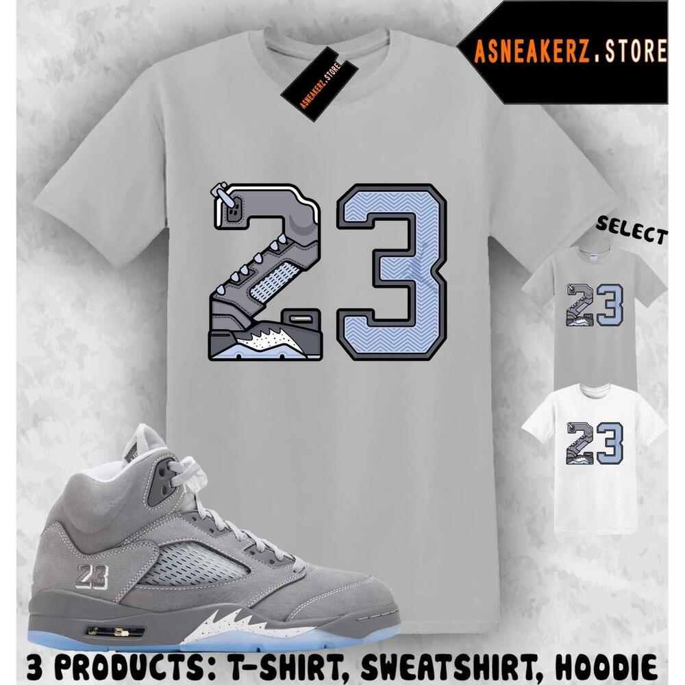 Tee Shirt Matching Aj 5 Wolf Grey 2026 To Match Retro Number 23 T-Shirt